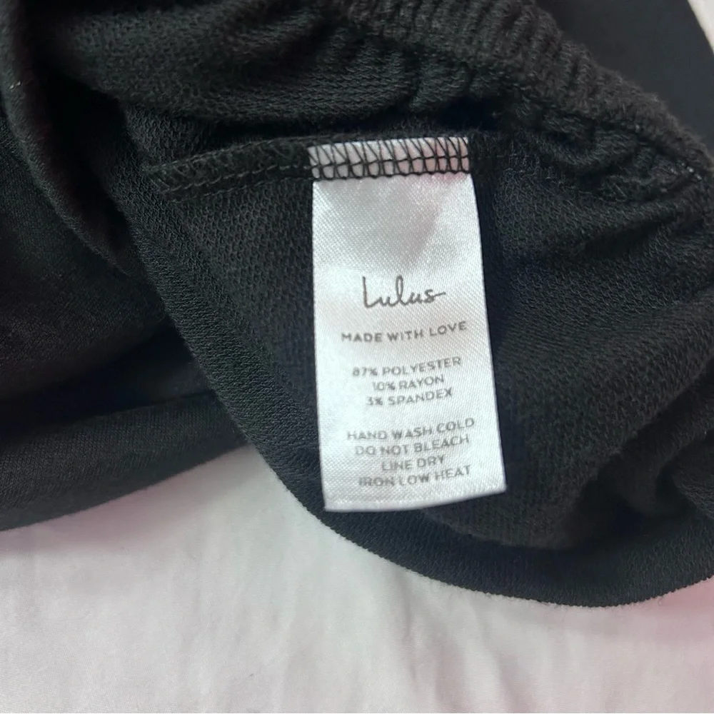Lulus always lounging black tie sleeves romper with pockets size large NWOT - Picture 8 of 9